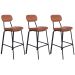 Kit 3 banquetas altas estofadas industrial retro Boston Marrom caramelo