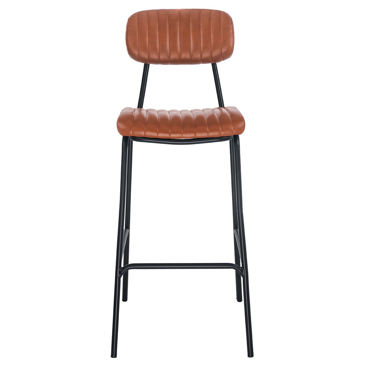 Kit 3 banquetas altas estofadas industrial retro Boston Marrom caramelo