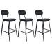Kit 3 banquetas altas estofadas industrial retro Boston Preto