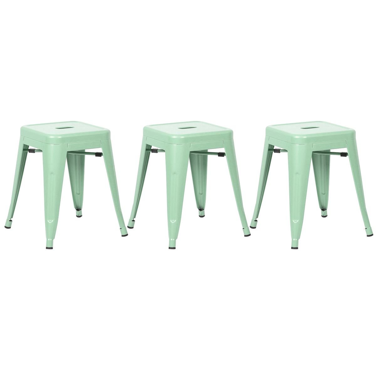 Kit 3 banquetas baixas Iron Tolix 45 cm Verde Claro