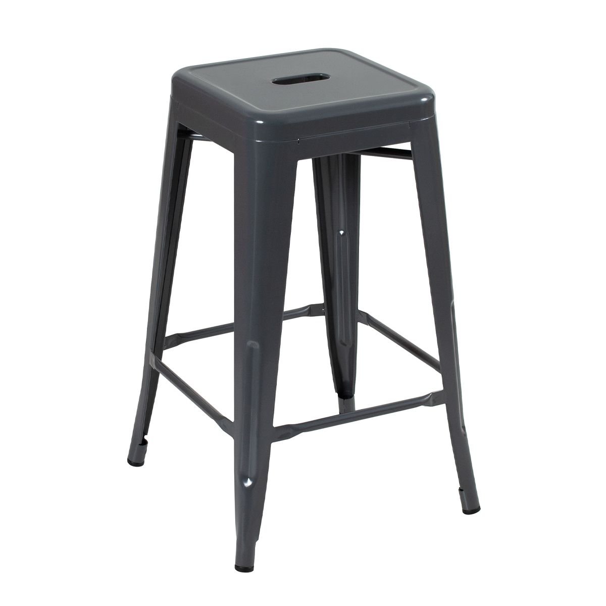 Kit 3 banquetas médias Iron Tolix 66 cm Cinza Escuro