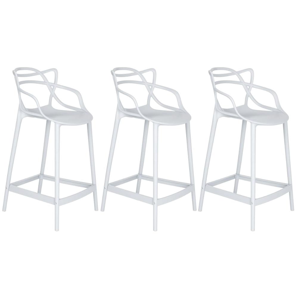 Kit 3 banquetas médias Masters Allegra 66 cm Branco
