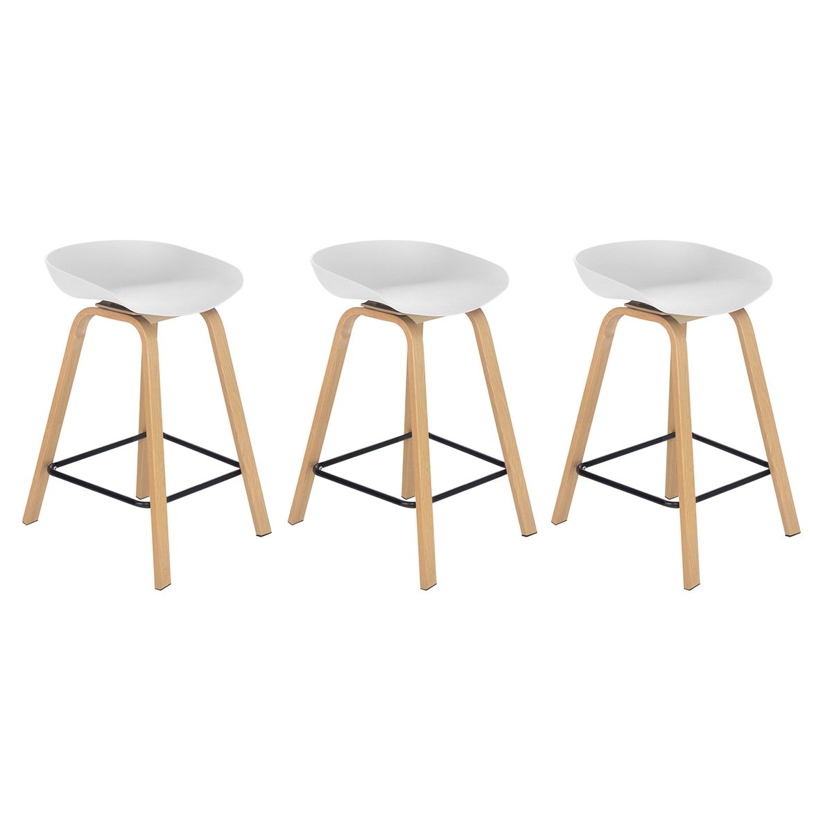 Kit 3 banquetas médias bancada cozinha Cassia BD 66 cm Branco