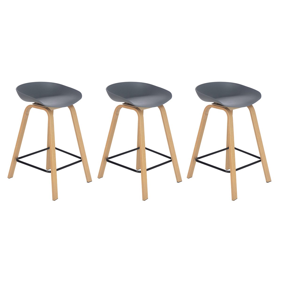 Kit 3 banquetas médias bancada cozinha Cassia BD 66 cm Cinza Escuro