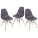 Kit 3 cadeiras Charles Eames Eiffel DSW com pés de madeira clara Cinza névoa