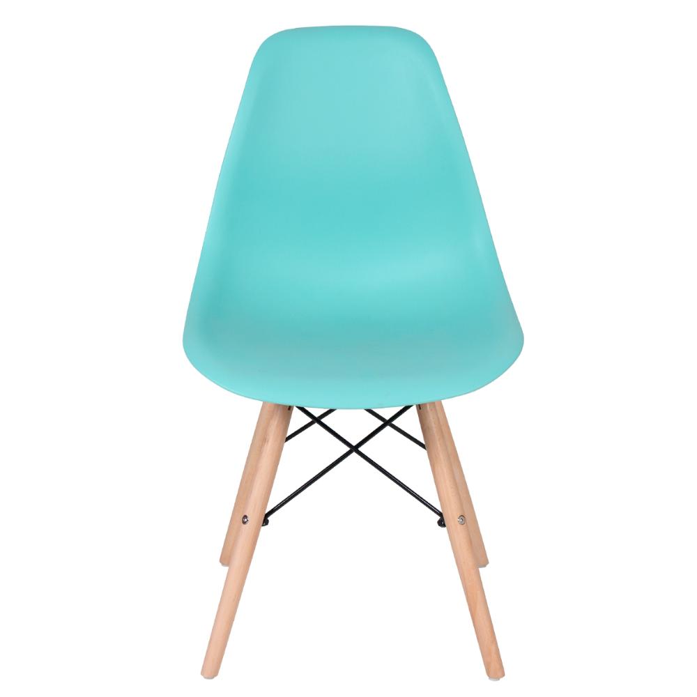 Kit 3 cadeiras Charles Eames Eiffel DSW com pés de madeira clara Verde Tiffany - Assento nacional