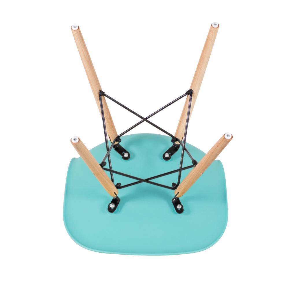 Kit 3 cadeiras Charles Eames Eiffel DSW com pés de madeira clara Verde Tiffany - Assento nacional