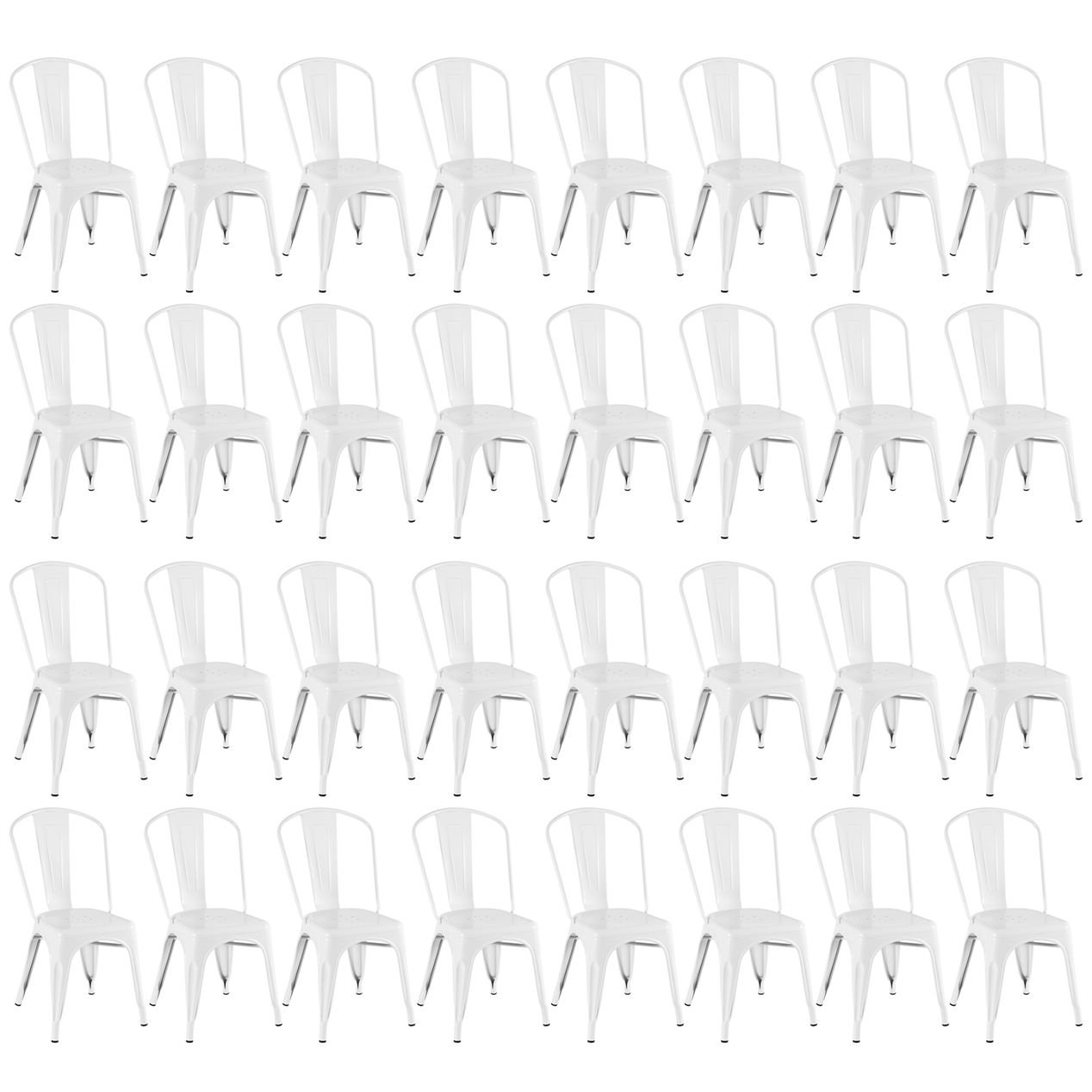Kit 32 cadeiras Iron Tolix design indutrial jantar cozinha Branco