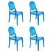 Kit 4 Cadeiras de jantar Elizabeth Ghost acrílica transparente - Azul Translucido