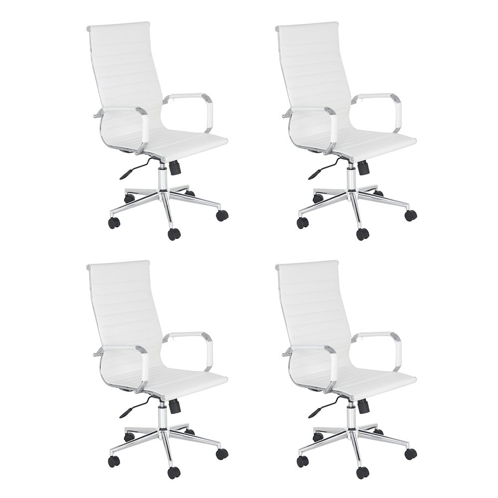 Kit 4 Cadeiras escritório Esteirinha Diretor Home office - Branco