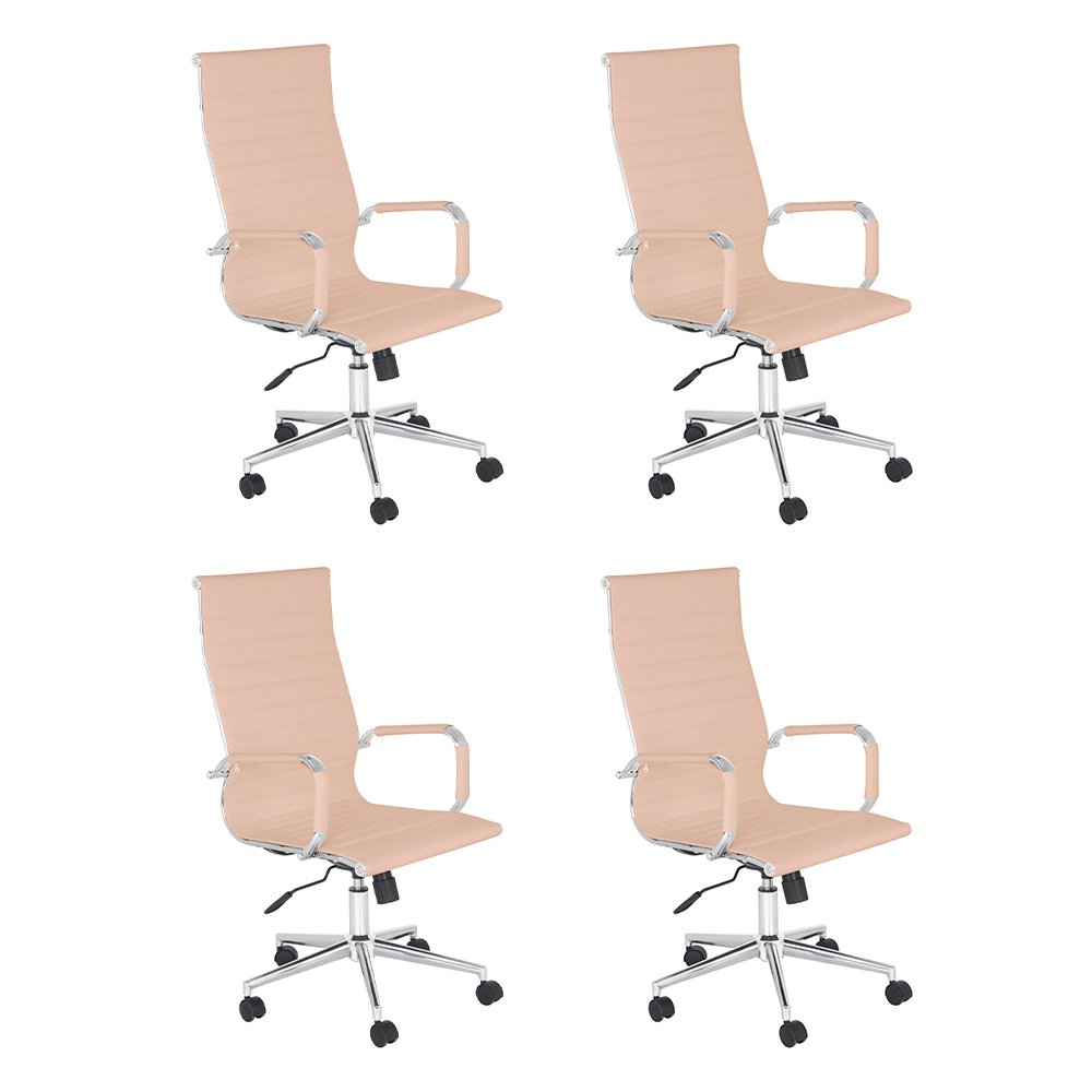 Kit 4 Cadeiras escritório Esteirinha Diretor Home office - Nude