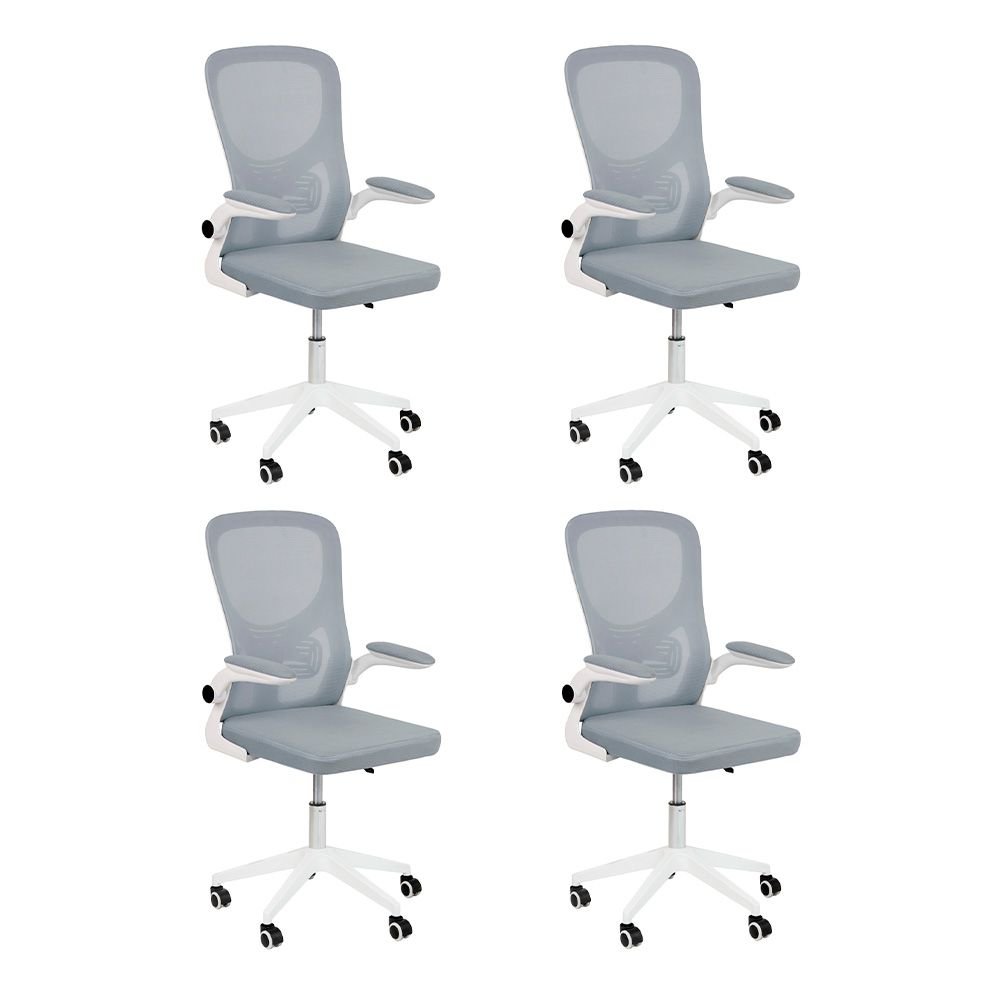 Kit 4 Cadeiras escritório rodizio office Bytes Cinza Claro