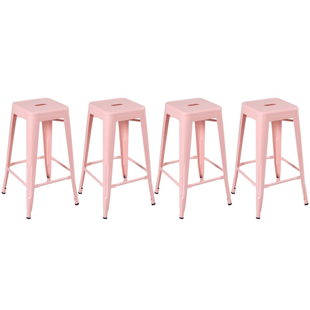 Kit 4 banquetas altas Iron Tolix 76 cm Rosa antigo