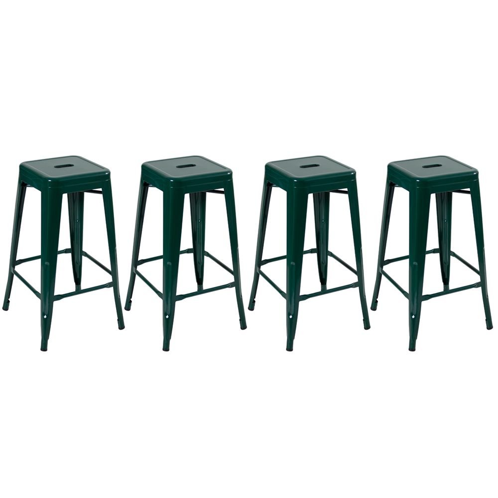 Kit 4 banquetas altas Iron Tolix 76 cm Verde Escuro