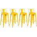 Kit 4 banquetas altas Iron Tolix com encosto 76 cm Amarelo