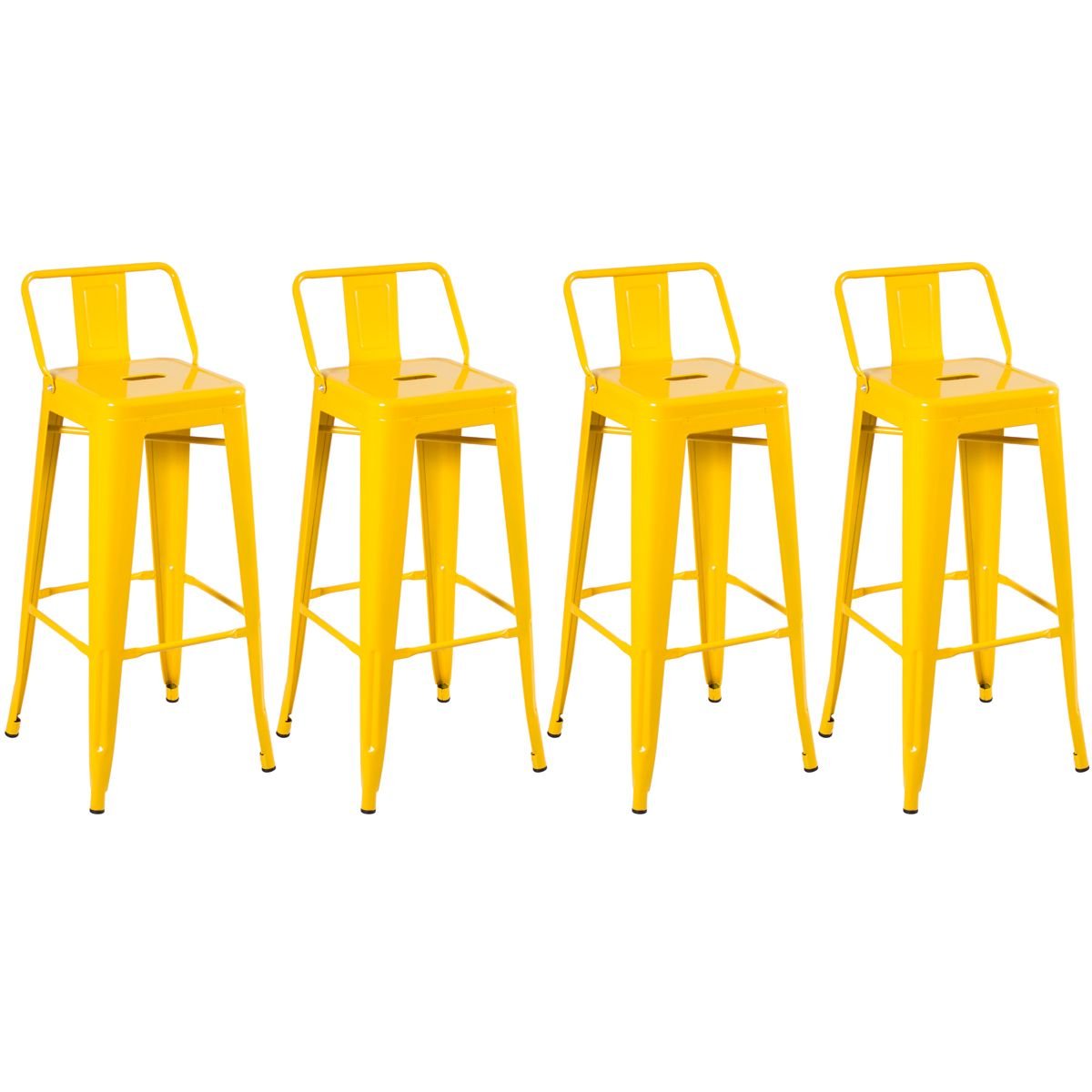 Kit 4 banquetas altas Iron Tolix com encosto 76 cm Amarelo