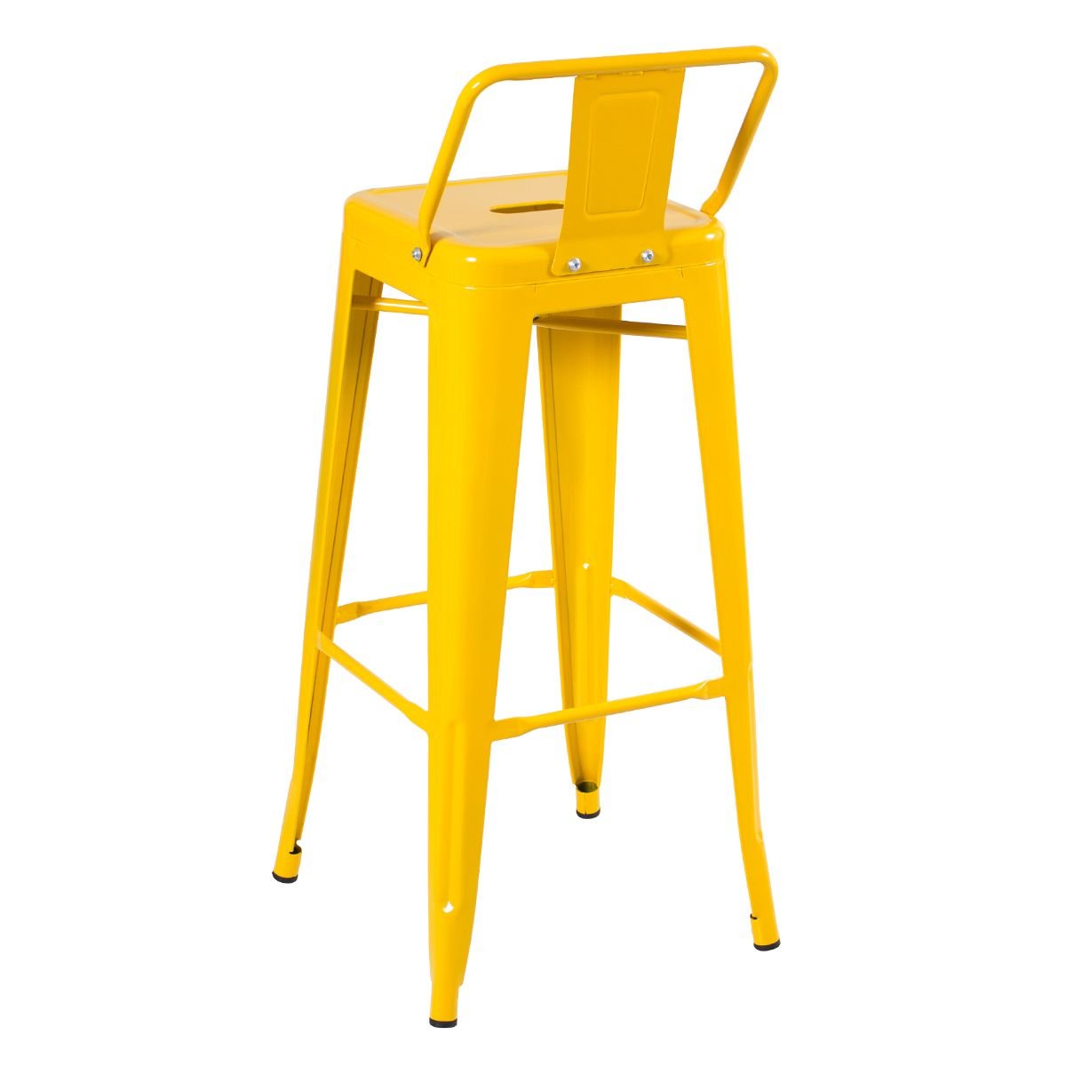 Kit 4 banquetas altas Iron Tolix com encosto 76 cm Amarelo