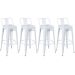 Kit 4 banquetas altas Iron Tolix com encosto 76 cm Branco