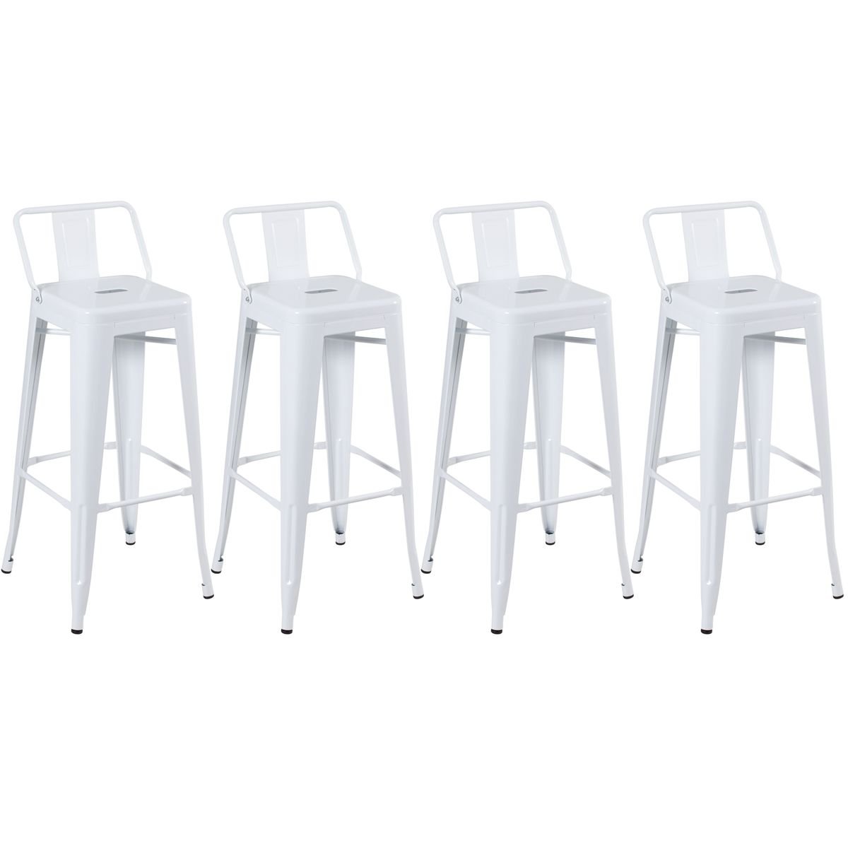 Kit 4 banquetas altas Iron Tolix com encosto 76 cm Branco
