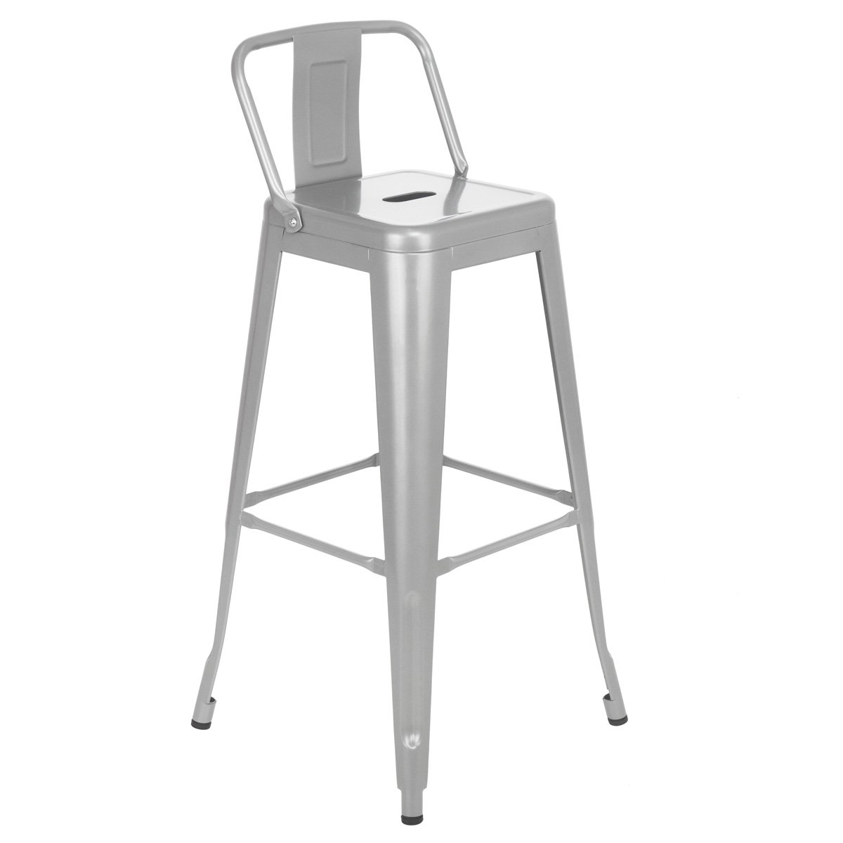 Kit 4 banquetas altas Iron Tolix com encosto 76 cm Prata bancada cozinha bar Prata