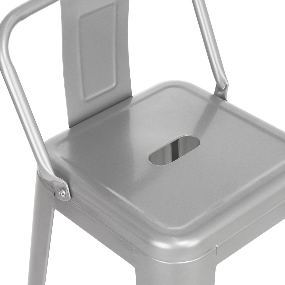Kit 4 banquetas altas Iron Tolix com encosto 76 cm Prata bancada cozinha bar Prata
