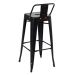 Kit 4 banquetas altas Iron Tolix com encosto 76 cm Preto semibrilho