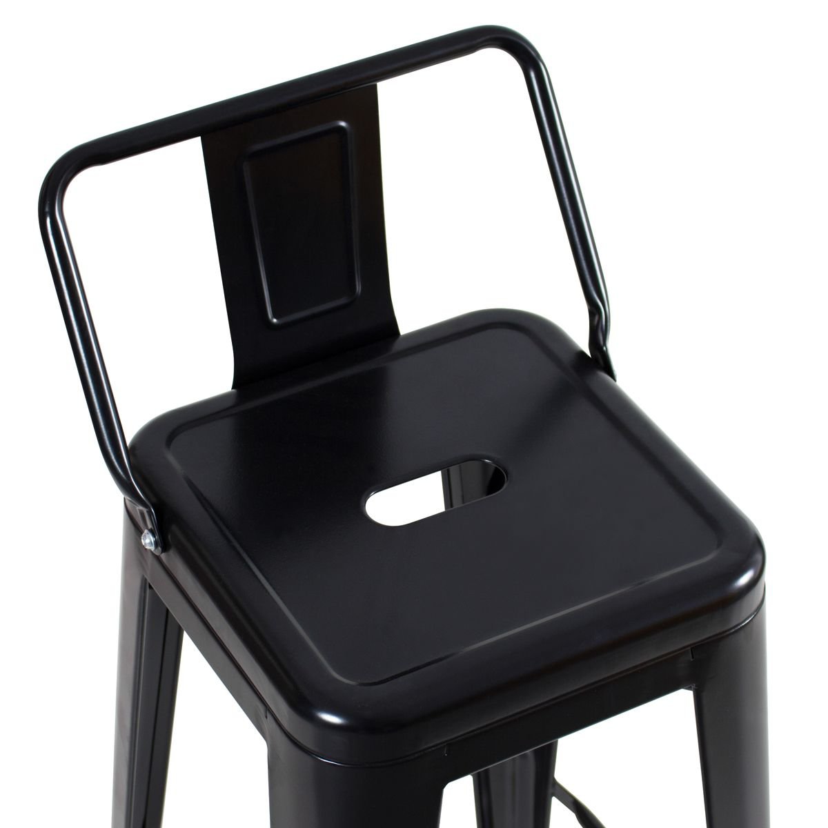 Kit 4 banquetas altas Iron Tolix com encosto 76 cm Preto semibrilho