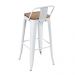Kit 4 banquetas altas Iron Tolix com encosto e assento madeira 76 cm industrial bancada bar cozinha Branco