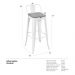 Kit 4 banquetas altas Iron Tolix com encosto e assento madeira 76 cm industrial bancada bar cozinha Branco