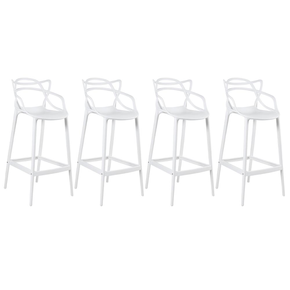 Kit 4 banquetas altas Masters Allegra 76 cm Branco