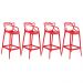 Kit 4 banquetas altas Masters Allegra 76 cm Vermelho