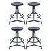 Kit 4 banquetas altas cozinha industrial loft aço giratória York Preto