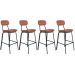 Kit 4 banquetas altas estofadas industrial retro Boston Marrom caramelo