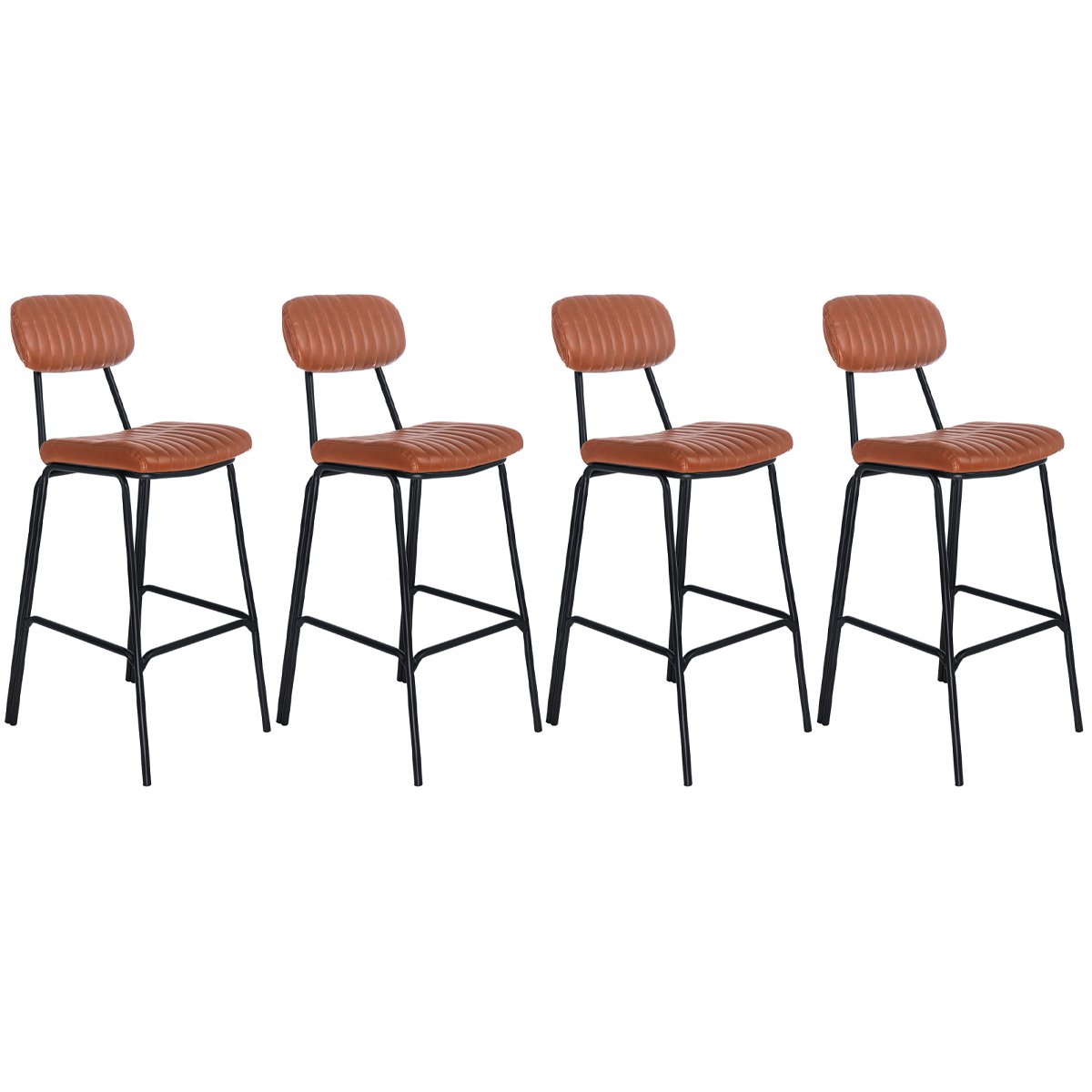 Kit 4 banquetas altas estofadas industrial retro Boston Marrom caramelo