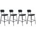 Kit 4 banquetas altas estofadas industrial retro Boston Preto