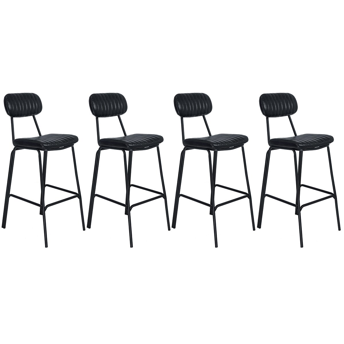 Kit 4 banquetas altas estofadas industrial retro Boston Preto