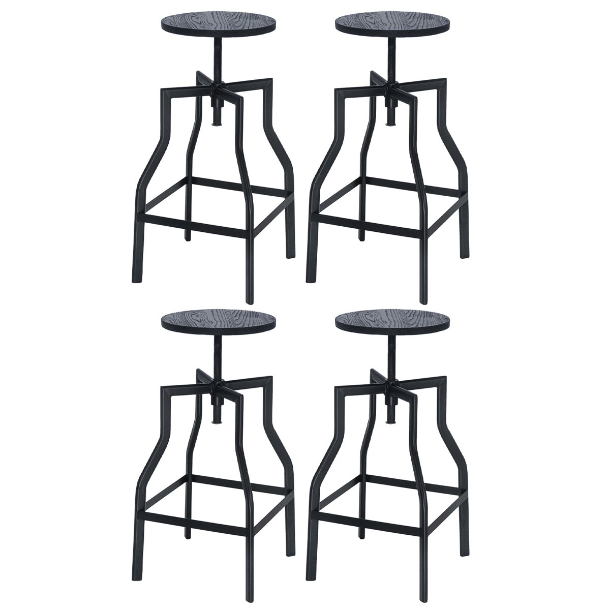 Kit 4 banquetas altas retro loft bancada industrial Turner Preto