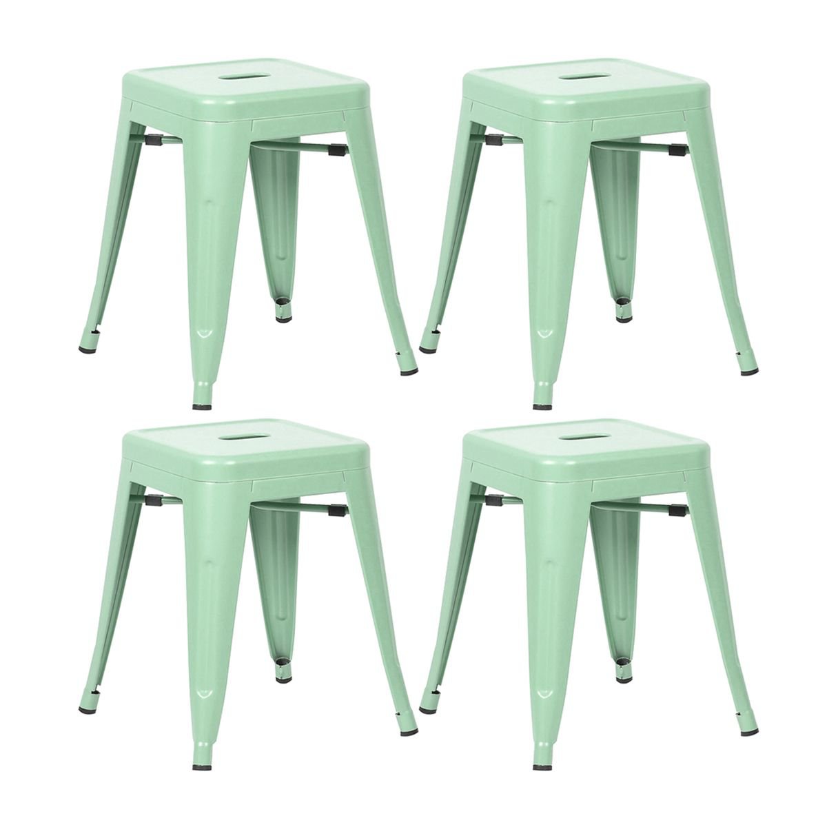 Kit 4 banquetas baixas Iron Tolix 45 cm Verde Claro