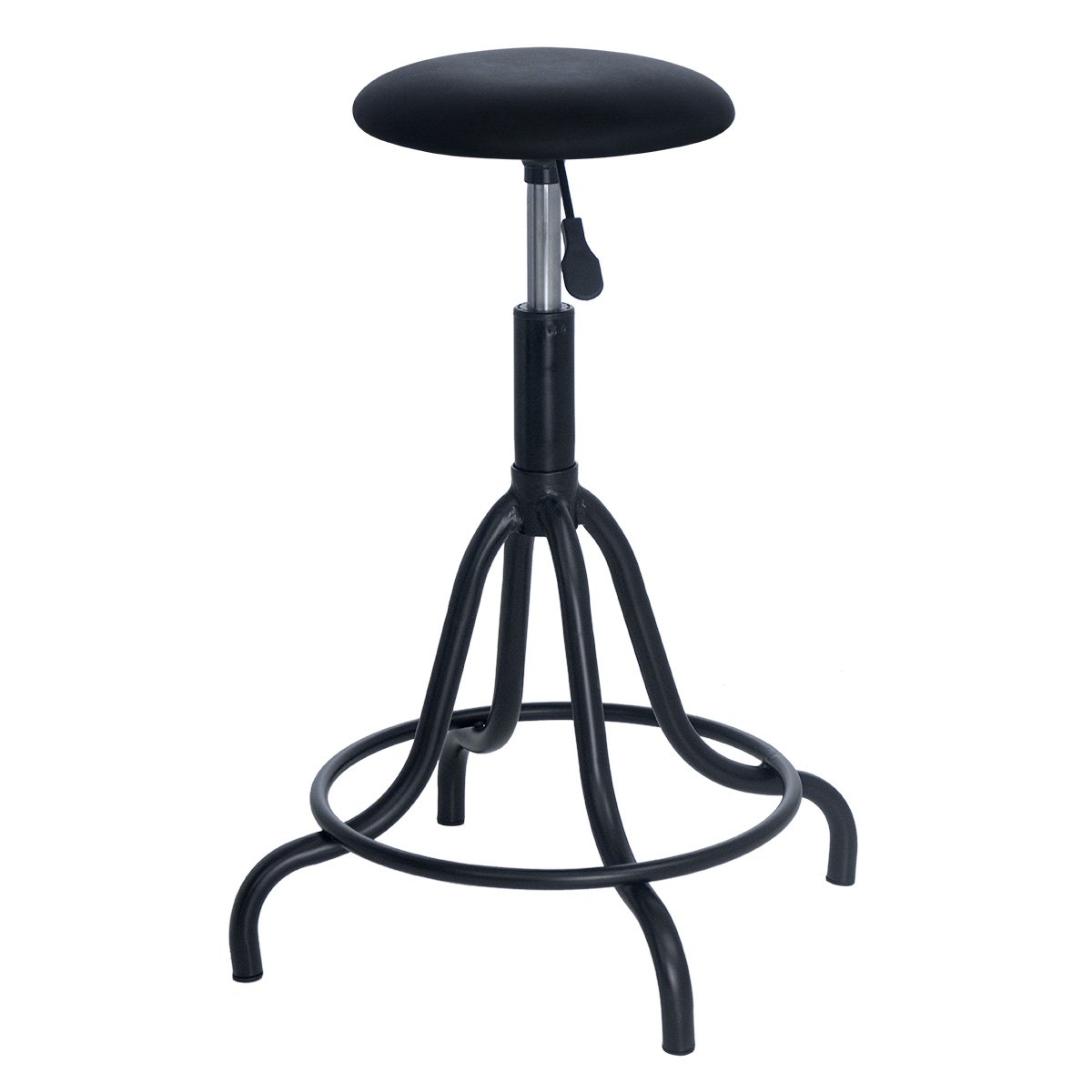 Kit 4 banquetas estofadas cozinha industrial Loft giratória West Preto