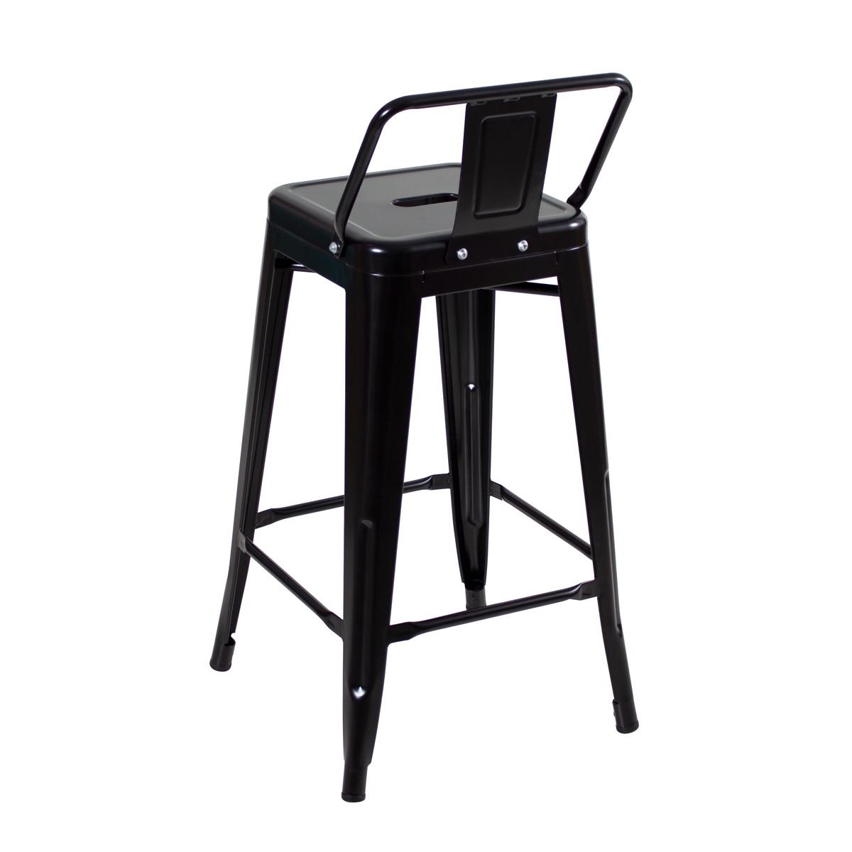 Kit 4 banquetas médias Iron Tolix com encosto 66 cm Preto