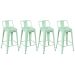 Kit 4 banquetas médias Iron Tolix com encosto 66 cm Verde Claro