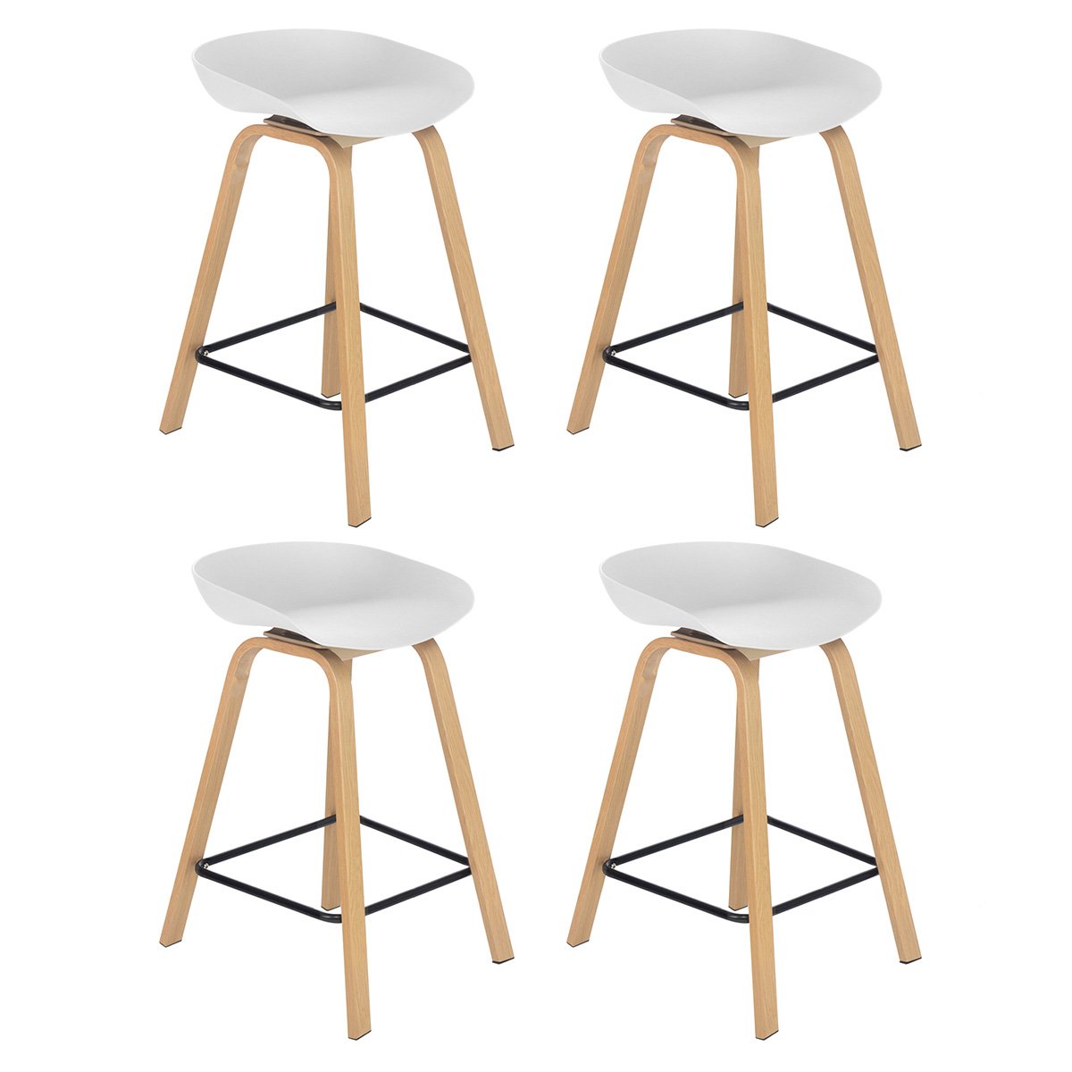 Kit 4 banquetas médias bancada cozinha Cassia BD 66 cm Branco