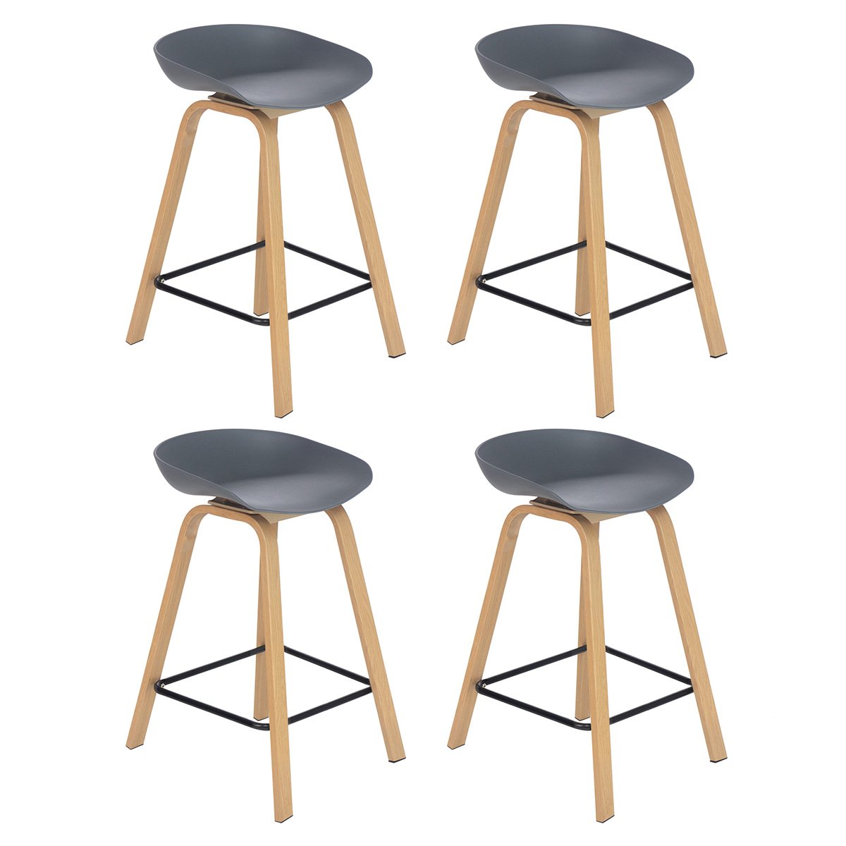 Kit 4 banquetas médias bancada cozinha Cassia BD 66 cm Cinza Escuro