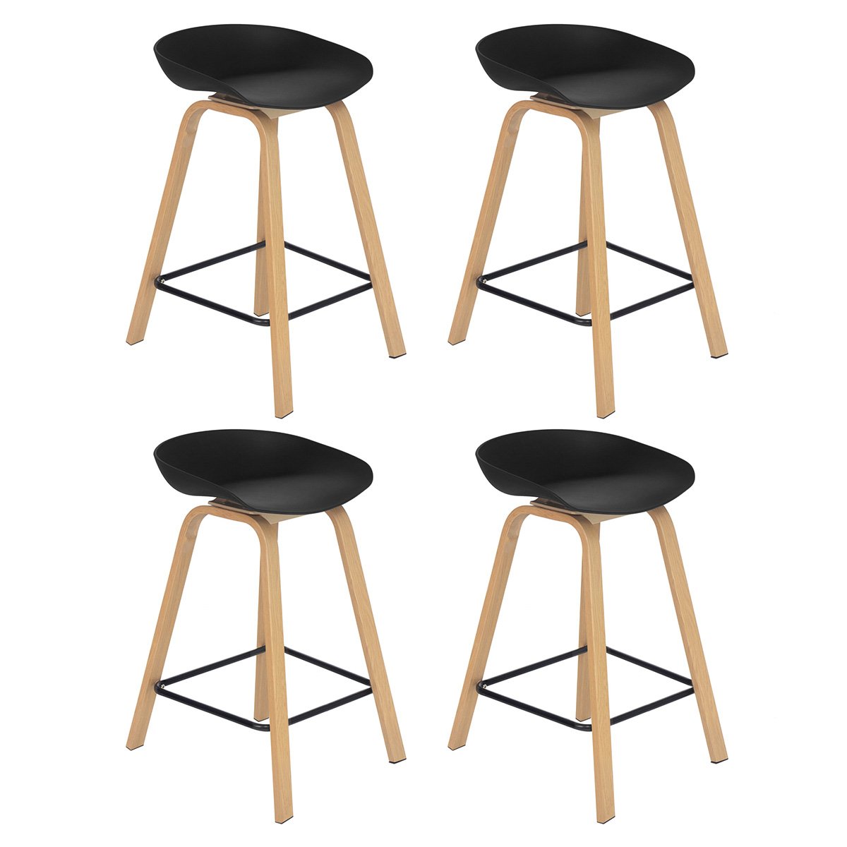 Kit 4 banquetas médias bancada cozinha Cassia BD 66 cm Preto