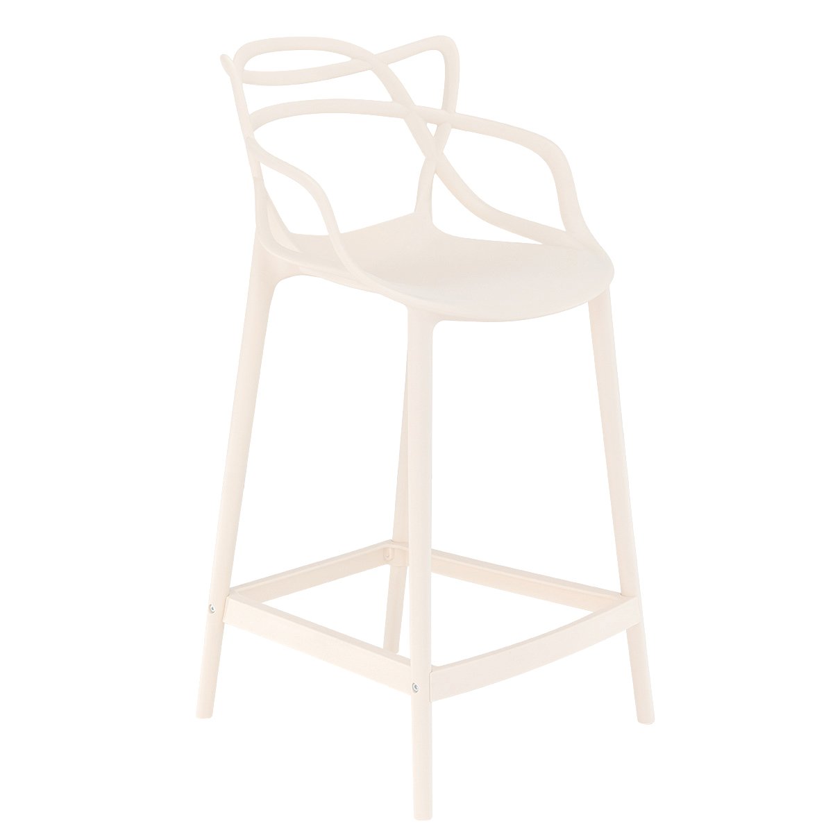 Kit 4 banquetas médias bancada cozinha Masters Allegra 66 cm Creme