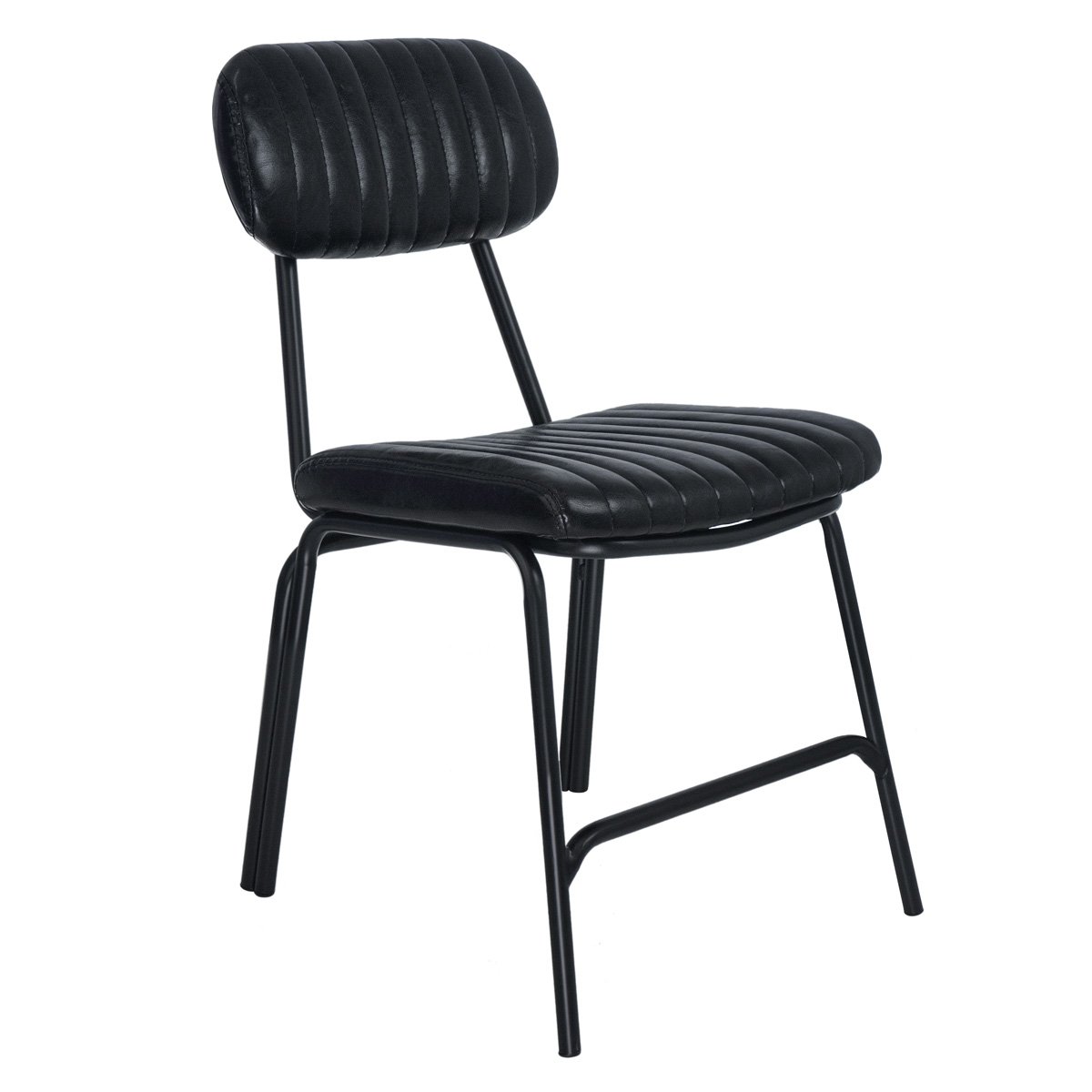 Kit 4 cadeiras + 2 banquetas estofadas industrial Loft Vintage Boston Preto
