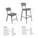Kit 4 cadeiras + 2 banquetas estofadas industrial Loft Vintage Boston Preto