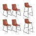Kit 4 cadeiras + 2 banquetas estofadas industrial Loft Vintage Brusque Caramelo