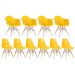 Kit 4 cadeiras Charles Eames DAW com braços + 6 cadeiras Eiffel DSW Amarelo