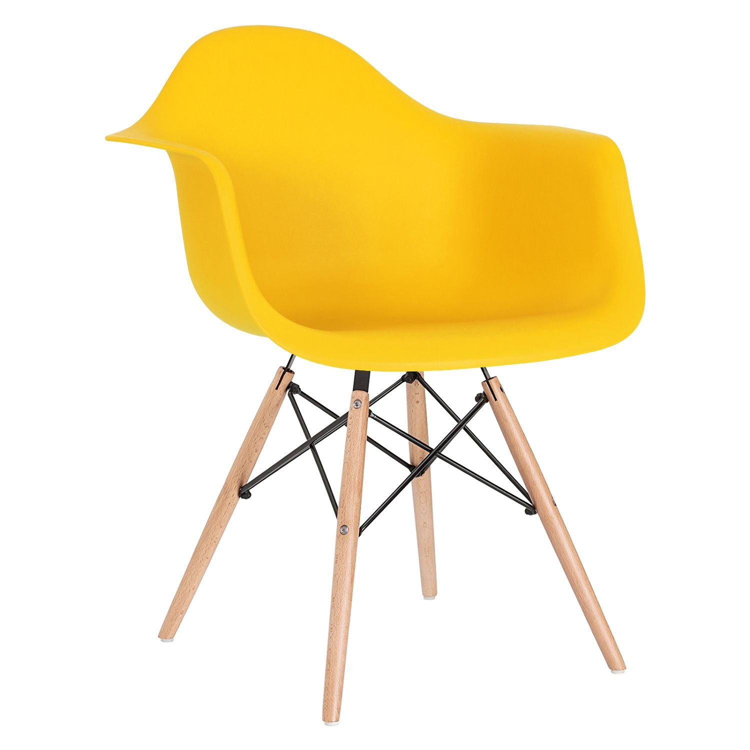 Kit 4 cadeiras Charles Eames DAW com braços + 6 cadeiras Eiffel DSW Amarelo